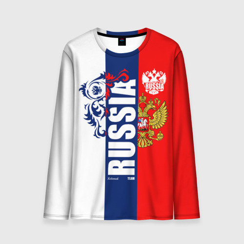 Мужской лонгслив 3D Russia national team: white blue red, цвет 3D печать