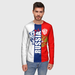 Мужской лонгслив 3D Russia national team: white blue red - фото 2