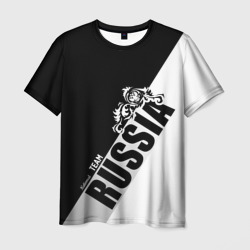 Мужская футболка 3D Russia national team: black and white lines