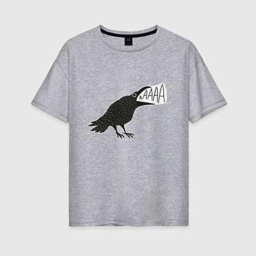 Женская футболка хлопок Oversize с принтом Кричащая ворона, вид спереди #2
