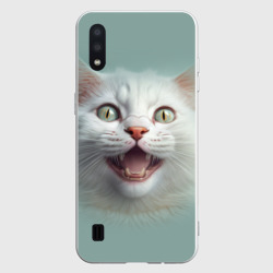 Довольный белый котенок – Чехол для Samsung A01 с принтом купить