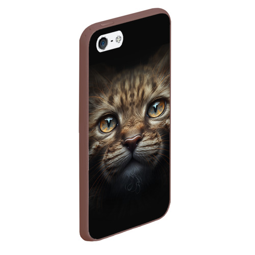 Чехол для iPhone 5/5S матовый Мордочка котика, цвет коричневый - фото 3