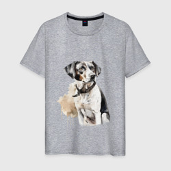 Мужская футболка хлопок Собака акварелью