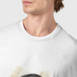 Футболка с принтом Австралийская овчарка рисунок для мужчины, вид на модели спереди №4. Цвет основы: белый