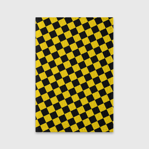 Обложка для паспорта матовая кожа Черно-желтая мелкая клетка, цвет желтый