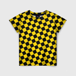 Черно-желтая мелкая клетка – Детская футболка 3D с принтом купить со скидкой в -33%