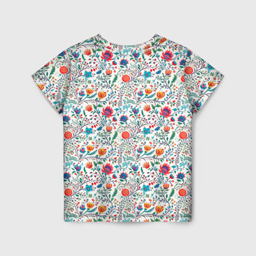 Детская футболка 3D с принтом Рисунок Летние цветы, вид сзади #1