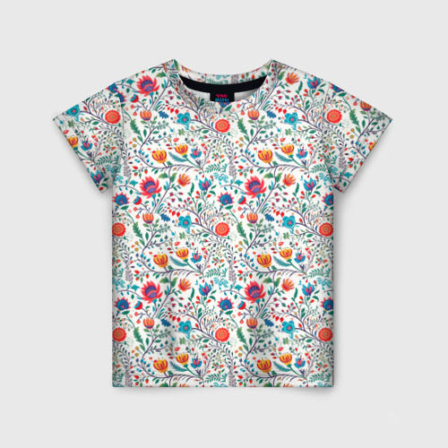 Детская футболка 3D с принтом Рисунок Летние цветы, вид спереди #2