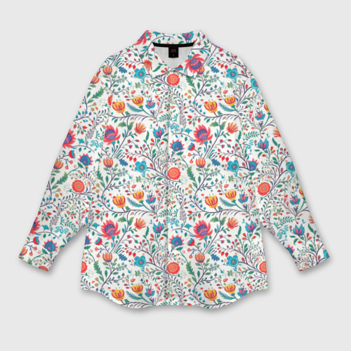 Мужская рубашка oversize 3D с принтом Рисунок Летние цветы, вид спереди #2