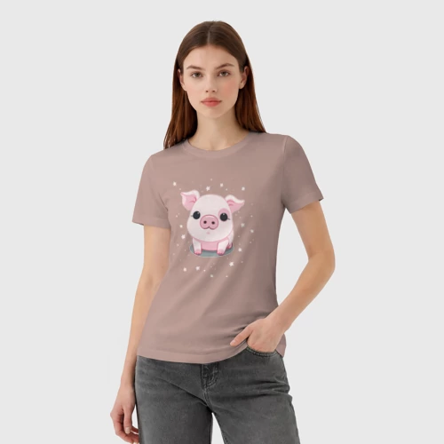 Женская футболка хлопок с принтом Пухляш, фото на моделе #1