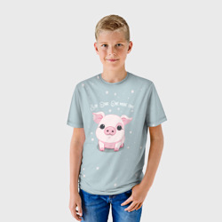 Детская футболка 3D Пухля - Say Oink one more time - фото 2