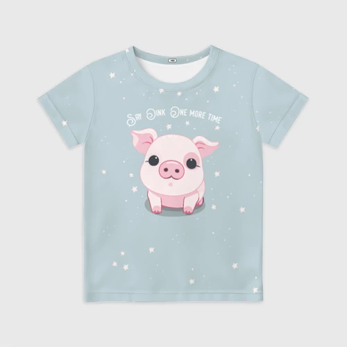 Детская футболка 3D с принтом Пухля - Say Oink one more time, вид спереди #2