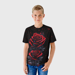 Детская футболка 3D Готические розы в космосе - фото 2