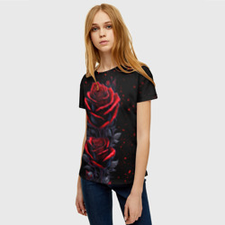 Женская футболка 3D Готические розы в космосе - фото 2