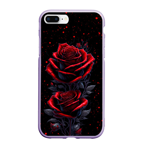 Чехол для iPhone 7Plus/8 Plus матовый Готические розы в космосе, цвет светло-сиреневый