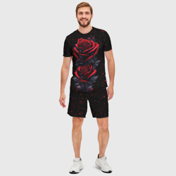 Мужской костюм с шортами 3D Готические розы в космосе - фото 2