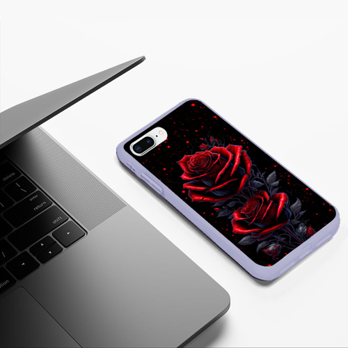 Чехол для iPhone 7Plus/8 Plus матовый Готические розы в космосе, цвет светло-сиреневый - фото 5