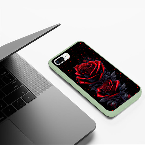 Чехол для iPhone 7Plus/8 Plus матовый с принтом Готические розы в космосе, фото #5