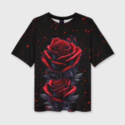 Женская футболка oversize 3D Готические розы в космосе