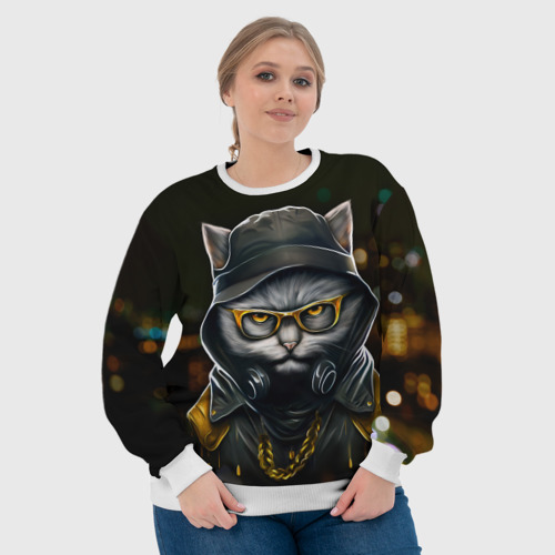 Женский свитшот 3D Rich grey Cat, цвет 3D печать - фото 6