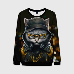 Мужской свитшот 3D Rich grey Cat