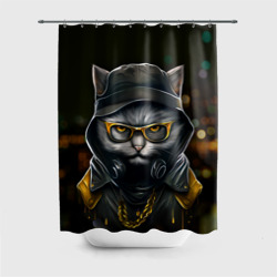 Штора 3D для ванной Rich grey Cat