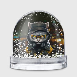 Игрушка Снежный шар Rich grey Cat