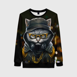 Женский свитшот 3D Rich grey Cat