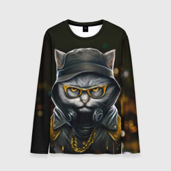 Мужской лонгслив 3D Rich grey Cat