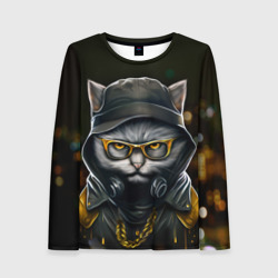 Женский лонгслив 3D Rich grey Cat