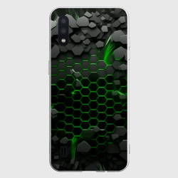 Взрыв зеленых плит – Чехол для Samsung A01 с принтом купить