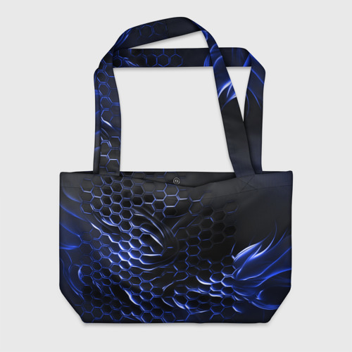 Пляжная сумка с принтом Синие объемные плиты, вид спереди №1