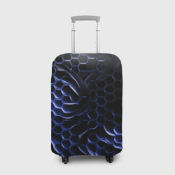 Синие объемные плиты – Чехол для чемодана 3D с принтом купить