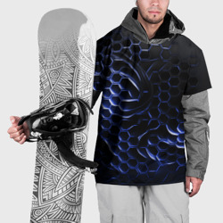 Синие объемные плиты – Накидка на куртку 3D с принтом купить