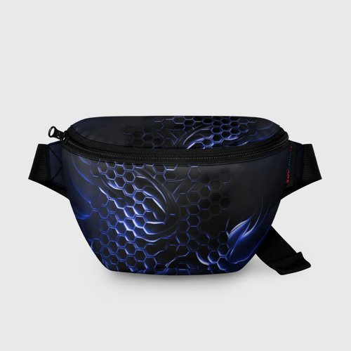 Поясная сумка с принтом Синие объемные плиты, вид спереди №1
