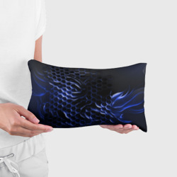 Подушка с принтом Синие объемные плиты для любого человека, вид спереди №2. Цвет основы: белый