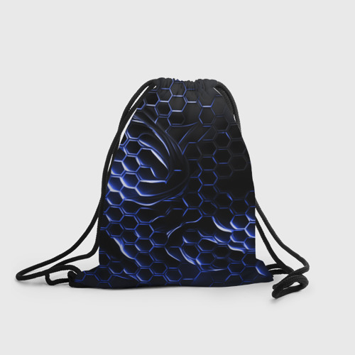 Рюкзак-мешок с принтом Синие объемные плиты, вид спереди №1