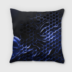 Подушка с принтом Синие объемные плиты для любого человека, вид сзади №1. Цвет основы: 3d (велсофт)