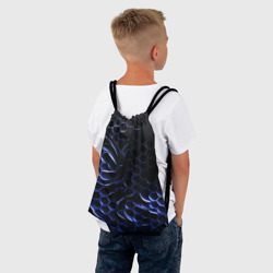 Рюкзак с принтом Синие объемные плиты для любого человека, вид спереди №3. Цвет основы: белый