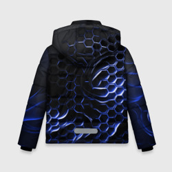 Куртка с принтом Синие объемные плиты для любого человека, вид сзади №1. Цвет основы: черный