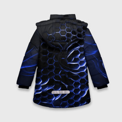 Куртка с принтом Синие объемные плиты для любого человека, вид сзади №1. Цвет основы: черный