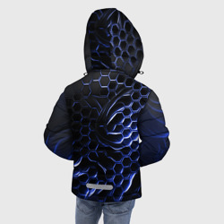 Куртка с принтом Синие объемные плиты для любого человека, вид сзади №2. Цвет основы: черный