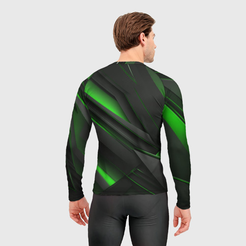 Мужской рашгард 3D Черно-зеленые объемные полосы, цвет 3D печать - фото 4