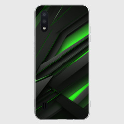 Черно-зеленые объемные полосы – Чехол для Samsung A01 с принтом купить