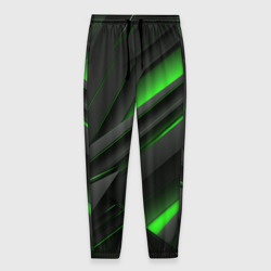 Мужские брюки 3D Черно-зеленые объемные полосы
