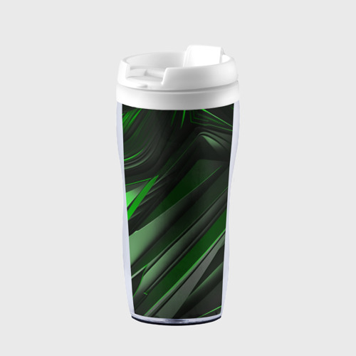 Термокружка-непроливайка Green   black abstract, цвет белый