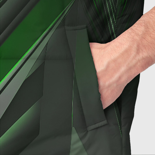 Мужской жилет утепленный 3D Green   black abstract, цвет черный - фото 6