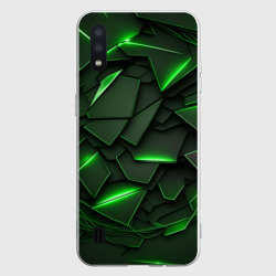 Зеленые объемные осколки – Чехол для Samsung A01 с принтом купить