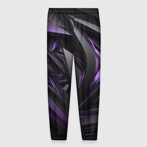 Мужские брюки 3D с принтом Черно-фиолетовые объекты, вид сзади #1
