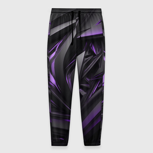 Мужские брюки 3D с принтом Черно-фиолетовые объекты, вид спереди #2